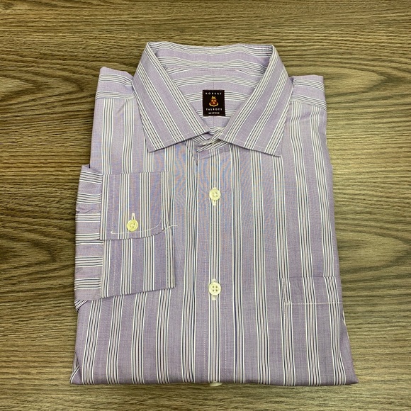 Robert Talbott Purple & Navy Stripe Shirt 17.5